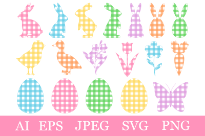 Easter Buffalo plaid. Easter Bunny SVG. Easter sublimation