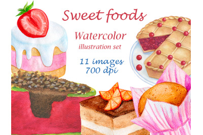 Watercolor sweet food illustration