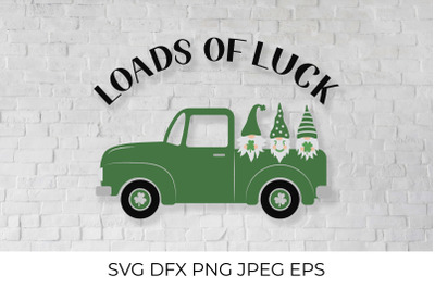 St. Patricks day retro truck with gnomes SVG