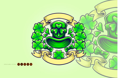 St patricks clover day with vintage banner svg