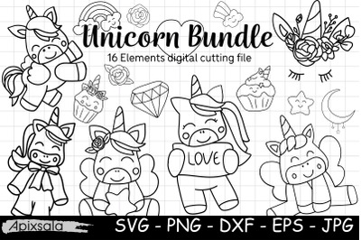Unicorn Digital Stamps - SVG Set Graphic