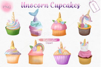 Unicorn Cupcake Watercolor Sublimation