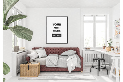 Interior scene artwork background frame mockup