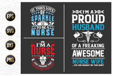 Nurse Typographic Quotes SVG Design Bundle.