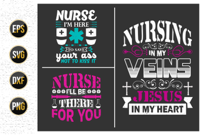 Nurses lettering svg design bundle.