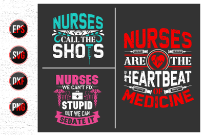 Nurses lettering svg design bundle.