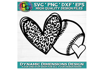 Leopard Baseball heart SVG/PNG