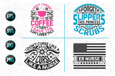 Nurse Lettering Quotes Design bundle.