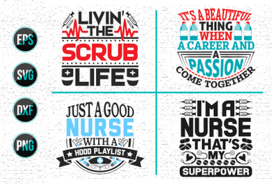 Nurse typographic slogan design&2C; Nurses quotes svg bundle.