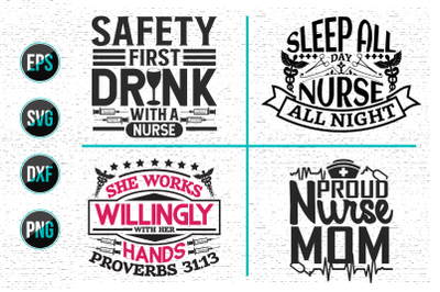 Nurse typographic slogan design, Nurses quotes svg bundle.