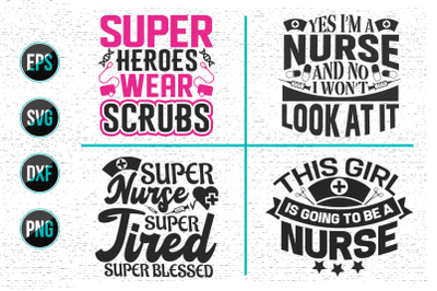 Nurses lettering svg design bundle.