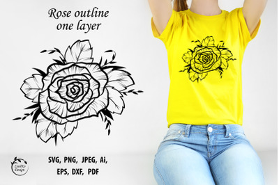 Rose svg png eps Rose flower line silhouette, floral clipart
