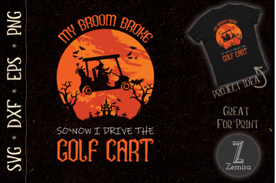 Halloween Witch Drives A Golf Cart SVG