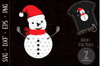 Funny Golfing Christmas SVG Snowman Ball