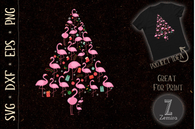 Pink Flamingo Christmas Tree SVG