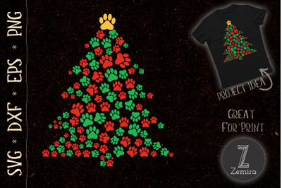 Dog Print Christmas Tree Funny Dog Lover