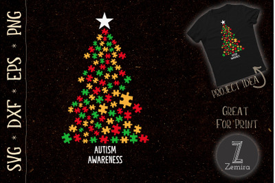 Autism Awareness Christmas Tree SVG