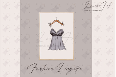 Lingerie clipart, Fashion illustration, Feminine art print