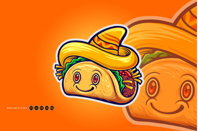 Cute delicious tacos restaurant logo illustration