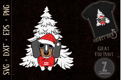 Dachshund Dogs Tree Christmas SVG