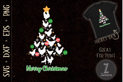 Funny Chickens Christmas Tree SVG