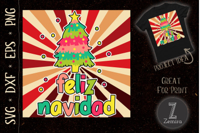 Feliz Navidad Colorful Xmas Tree SVG