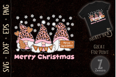 Pink Leopard Print Gnomes Xmas Funny