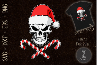 Skull Christmas Pajama Santa Candy Cane