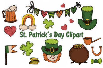St. Patrick&#039;s Day clipart and seamless patterns