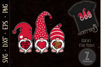 Three Gnomes Holding Heart Leopard