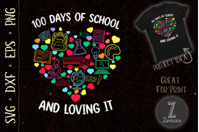 Heart Love 100 Days Of School Teacher