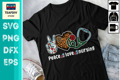 Peace Love Nursing Leopard Heart