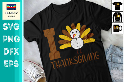 I Love ThanksGiving Snowman Turkey