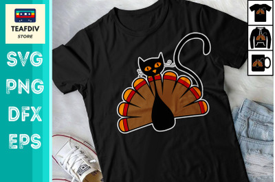 Thanksgiving Funny Cat Fake Turkey