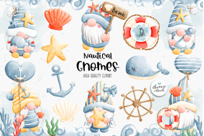 Nautical gnomes clipart, beach gnome clipart, summer gnome clipart, gnome clipart