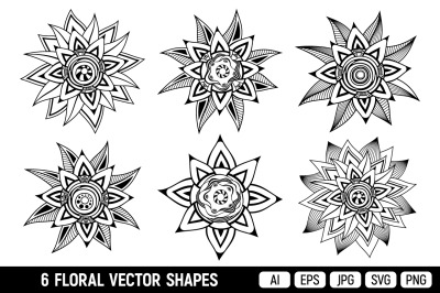 Vector flowers, floral shapes