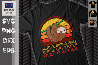 Vintage Sloth Running Team SVG