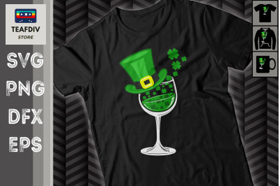 Shamrock Wine glass St Patrick day Irish