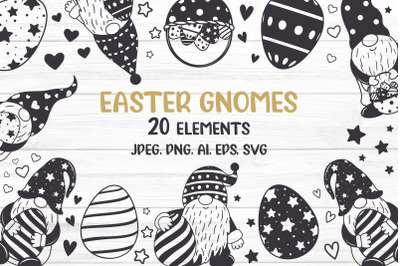 Easter Gnome illustrations SVG, Nordic Gnome SVG, PNG