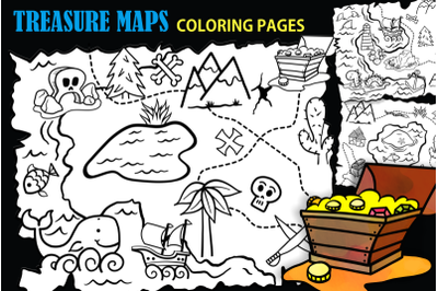 Treasure Map Kids Adventure Activity Coloring Pages