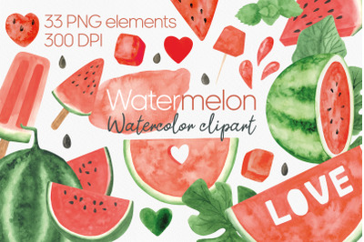 Watercolor watermelon clipart PNG