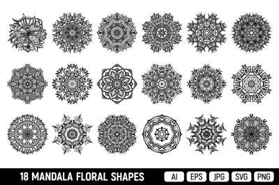 Mandala floral shapes, vector flowers
