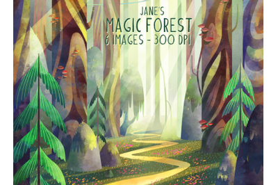 Watercolor Magic Forest