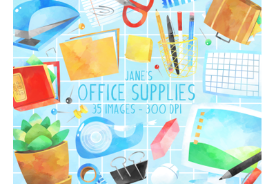 Watercolor Office Supplies