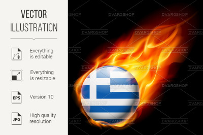 Round glossy icon of Greece