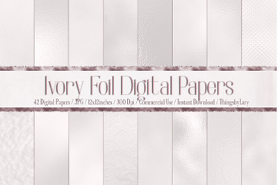 42 Ivory Cream Light Rosegold Foil Texture Digital Papers