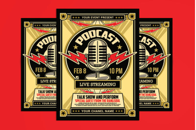 Retro Podcast Live Streaming Flyer