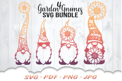Floral Gnome SVG Bundle 4 Garden Gnome Svg Files For Cricut