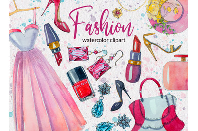 Fashion watercolor hand-painted clipart