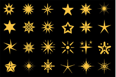 Flat stars&2C; sparkles&2C; flashes and bursts icon for games. Geometric sta